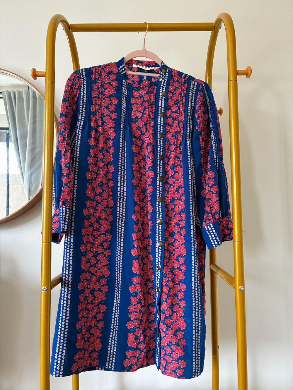 Blue Floral Button-Front Women’s Dress